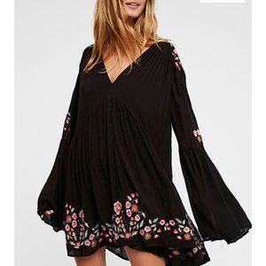 Free People Te Amo Embroidered Babydoll Mini Dress